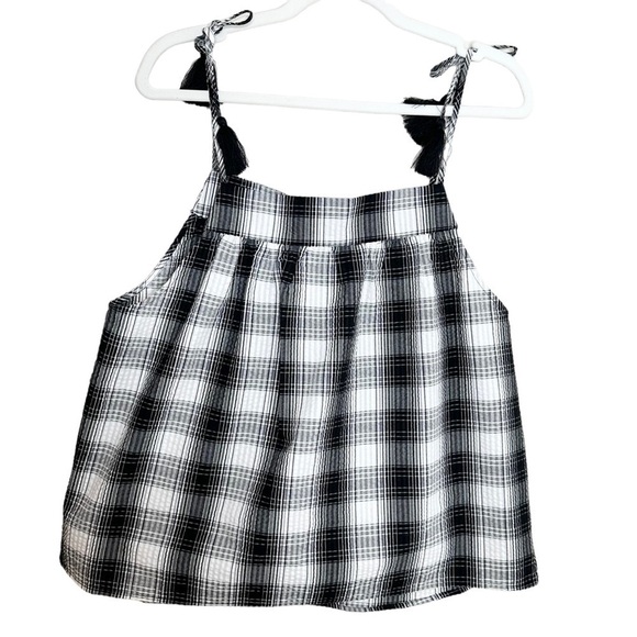 NWT BB Dakota Steve Madden Large Plaid Tassel Tank Top - Picture 5 of 8